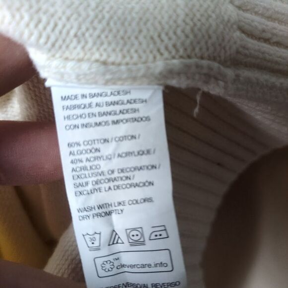 IZOD Mens  XXL crew neck  Pullover Blue Cream Ivory Sweater Warm Winter Stripe - Picture 3 of 6